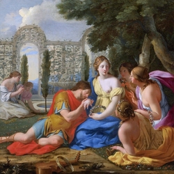 Jigsaw puzzle: Polyphilus and Polia accompanied by the nymphs on the island of Cytera