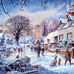 Jigsaw puzzle: Village in winter