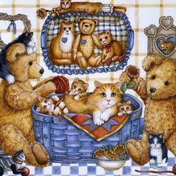 Jigsaw puzzle: Bears and kittens