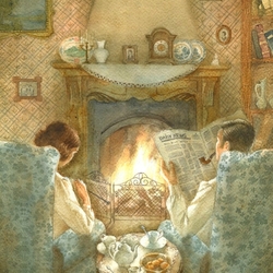 Jigsaw puzzle: By the fireplace