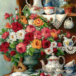 Jigsaw puzzle: Porcelain and roses