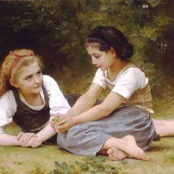 Jigsaw puzzle: Girls picking nuts
