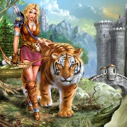Jigsaw puzzle: Girl with a tiger