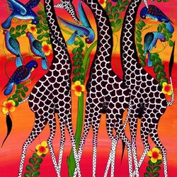 Jigsaw puzzle: Tingatinga giraffes