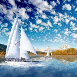 Jigsaw puzzle: Sailboats under the clouds