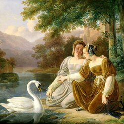 Jigsaw puzzle: Girls and swan