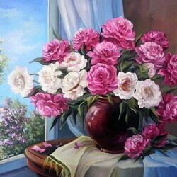 Jigsaw puzzle: Flowers by the window