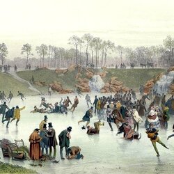 Jigsaw puzzle: Figure skaters on the lake in Bois de Boulogne