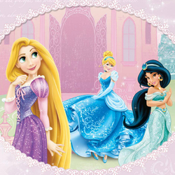 Jigsaw puzzle: Princesses Rapunzel, Jasmine and Cinderella