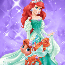 Jigsaw puzzle: The little mermaid Ariel and her cat Treasure