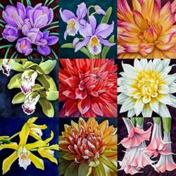 Jigsaw puzzle: Flowers on silk