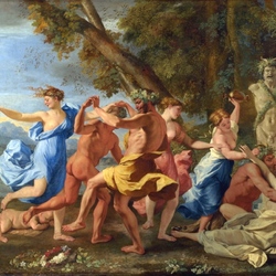 Jigsaw puzzle: Bacchanalia in front of the statue of Pan
