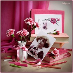 Jigsaw puzzle: Girl with pink carnations
