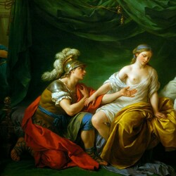 Jigsaw puzzle: Alcibiades kneeling before his mistress