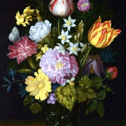 Jigsaw puzzle: Still life with flowers in a glass vase