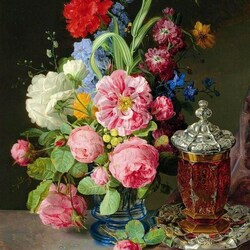 Jigsaw puzzle: Still life with flowers and a goblet