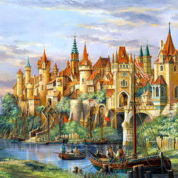 Jigsaw puzzle: Town by the river