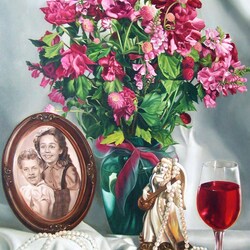 Jigsaw puzzle: Still life with portrait and statuette