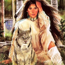 Jigsaw puzzle: Girl and lynx