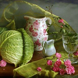 Jigsaw puzzle: Still life with savoy cabbage