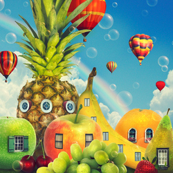 Jigsaw puzzle: Fruit houses