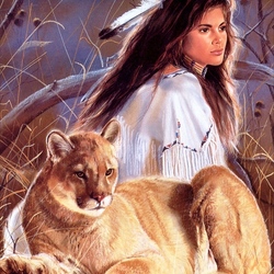 Jigsaw puzzle: Girl and cougar
