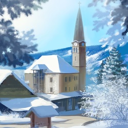 Jigsaw puzzle: Snow covered church