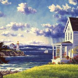 Jigsaw puzzle: Lighthouse and house