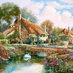 Jigsaw puzzle: Thatched cottages