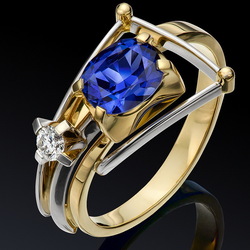 Jigsaw puzzle: Ring with sapphire and diamond