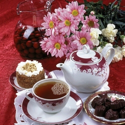 Jigsaw puzzle: Tea and flowers