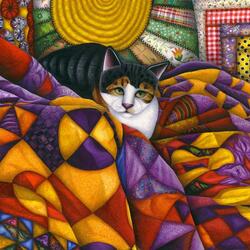 Jigsaw puzzle: Cat in a blanket