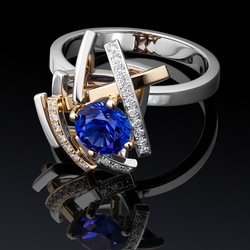 Jigsaw puzzle: Ring with sapphire and diamonds