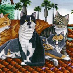 Jigsaw puzzle: Rooftop cats