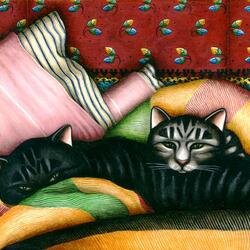 Jigsaw puzzle: Cats under the covers