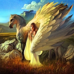 Jigsaw puzzle: Girl and pegasus