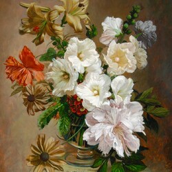 Jigsaw puzzle: Bouquet of lilies and peonies