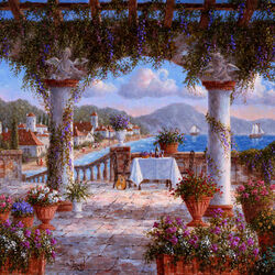 Jigsaw puzzle: Terrace by the sea