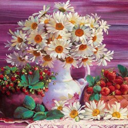 Jigsaw puzzle: Still life with a bouquet of daisies