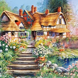 Jigsaw puzzle: Blooming hut