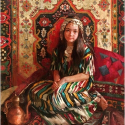 Jigsaw puzzle: Girl on Persian rugs