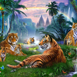 Jigsaw puzzle: Fantasy with tigers