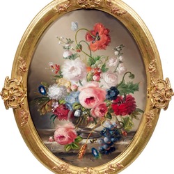 Jigsaw puzzle: Still life in an oval frame