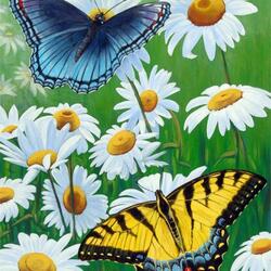 Jigsaw puzzle: Butterflies and daisies