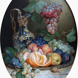 Jigsaw puzzle: Still life with grapes and peaches