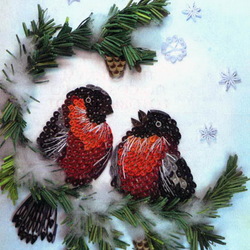 Jigsaw puzzle: Paper filigree Bullfinches (quilling)