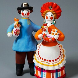 Jigsaw puzzle: A couple. Dymkovo toy