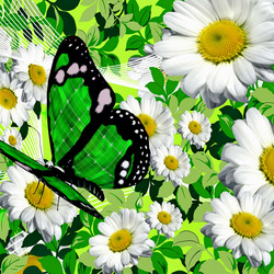 Jigsaw puzzle: Chamomile and butterfly