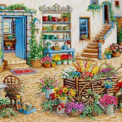 Jigsaw puzzle: Yard with flowers