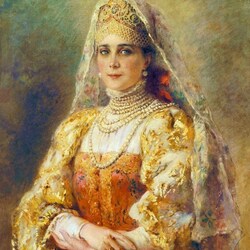 Jigsaw puzzle: Portrait of Princess Zinaida Yusupova in Russian costume